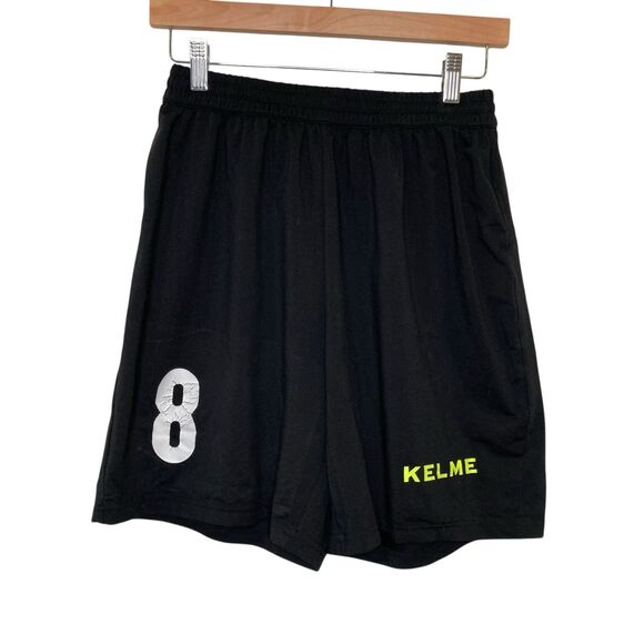 Kelme Shorts Men’s M Football Soccer Black Elastic Waist Drawstring Logo #8 - Picture 1 of 14